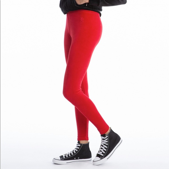 Y2K Juicy Couture Velour Legging Tack Pant Coco Red - Picture 8 of 8